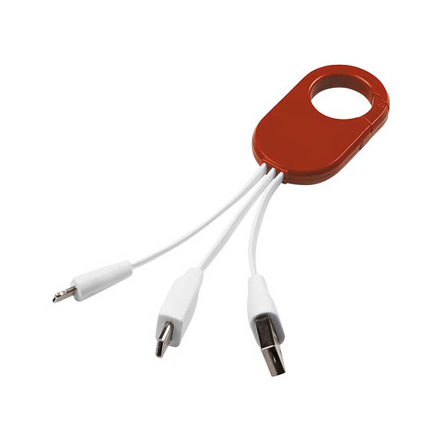 Troop 3-in-1 charging cable - transparent red