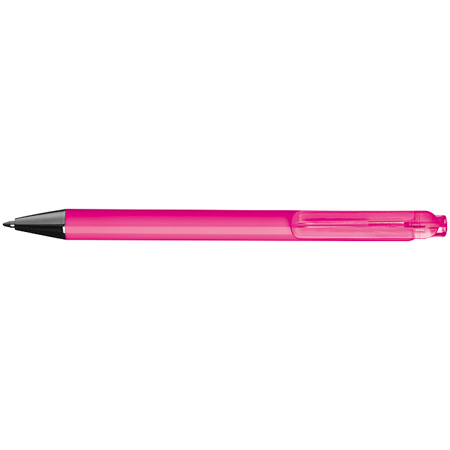 Plastkugelschreiber vollfarbig mit transparentem Teil - Rosa