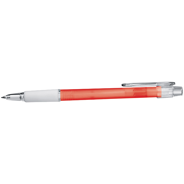 Frosted ball pen with Guma grip. - red