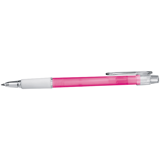 Frosted ball pen with Guma grip. - pink