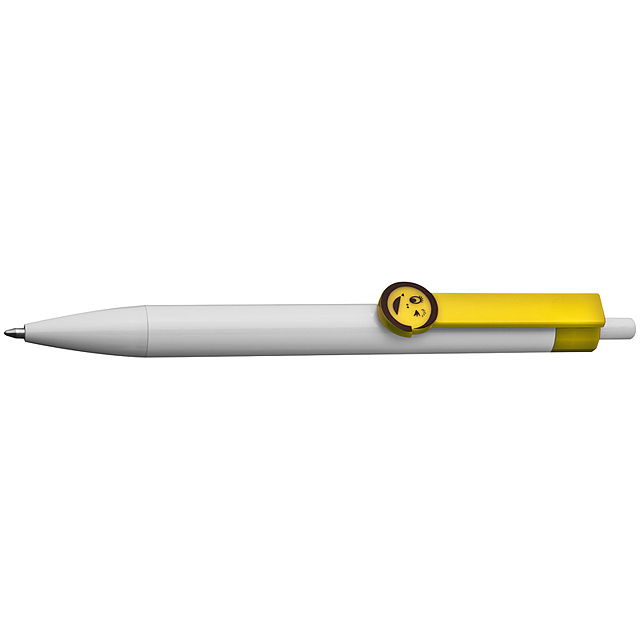 Kugelschreiber mit Clip Gesicht - Gelb
