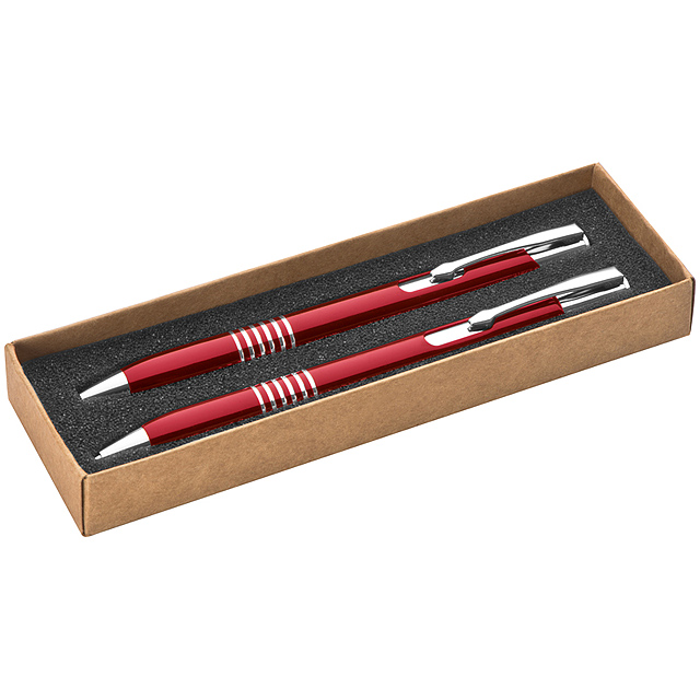 Beautiful metal writing set - red