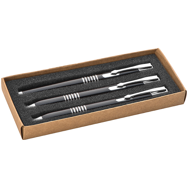 3-piece metal writing set - black