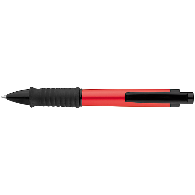 Aluminium ball pen with black Guma grip zone - red