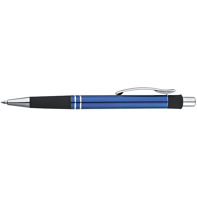 Metallkugelschreiber mit Gummigriffzone - blau