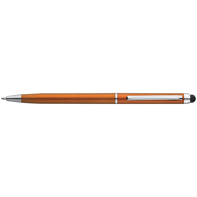 Plastic ball pen with touch function - orange