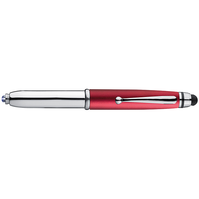 Ball pen with touch function and LED - red