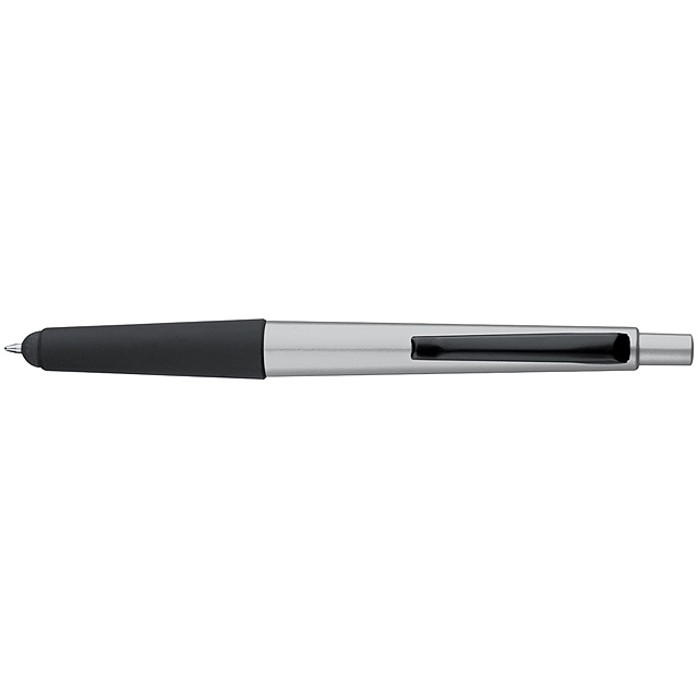 Ball pen made of plastic with touch pad - grey