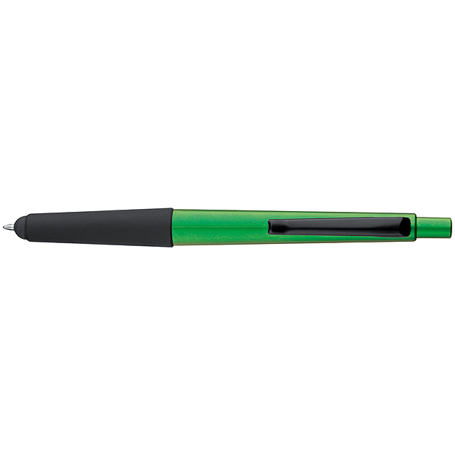 Ball pen made of plastic with touch pad - green