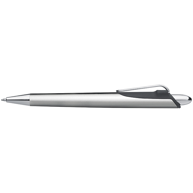 Plastové pero s kovovou sponou - šedá