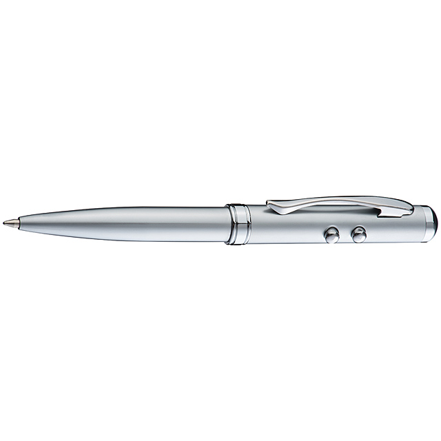Laser pointer with LED, touch function and ball pen - grey