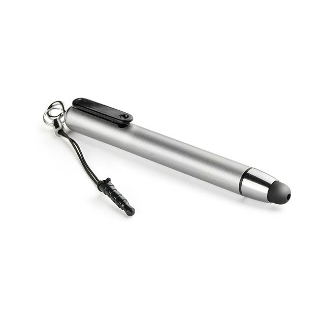 Mini Kuličkové pero stylus PUSH - stříbrná