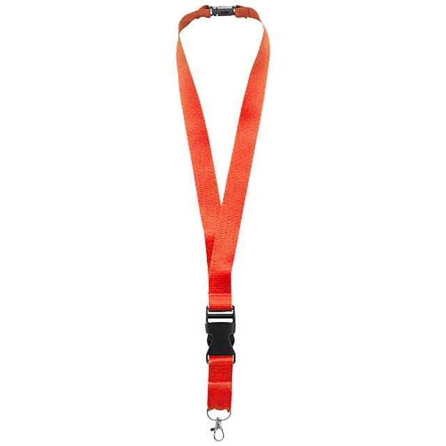 Lanyard Yogi s odepínací přezkou a rozepínací pojistkou - oranžová