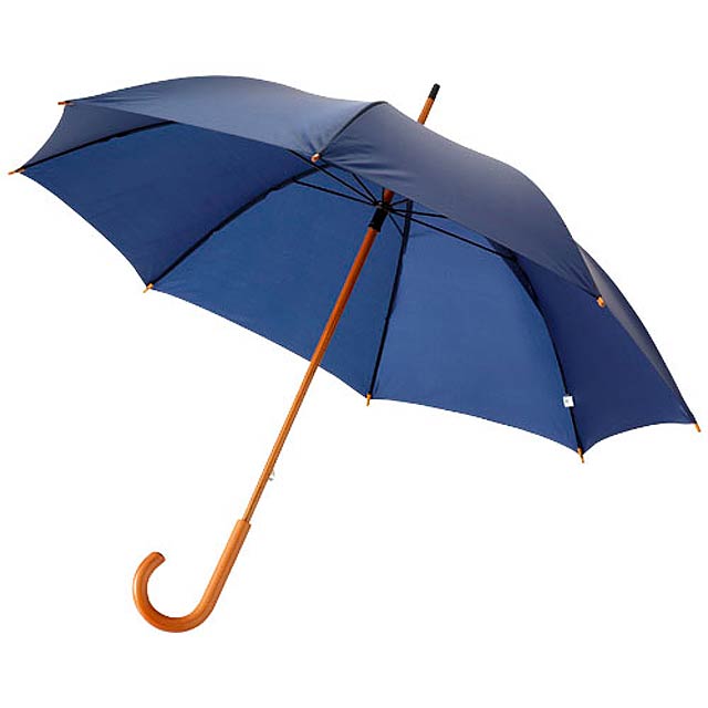 Jova 23" Regenschirm mit Holzstange und -griff - blau