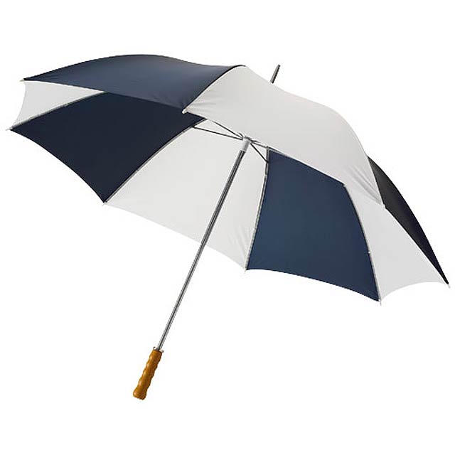 30" golfový deštník Karl s dřevěnou rukojetí - bílá/modrá