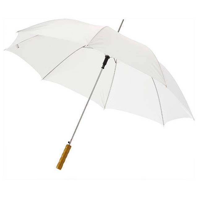 23" deštník Lisa s automatickým otvíráním a dřevěnou rukojetí - bílá
