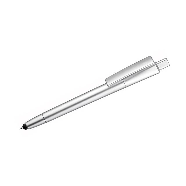 Kuličkové pero stylus ANGI - stříbrná