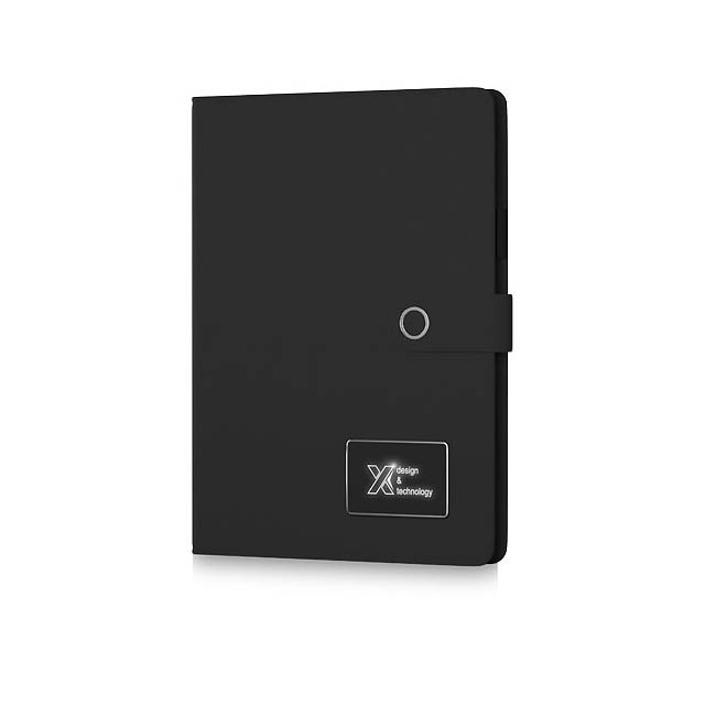 Světelný zápisník velikosti A4 s powerbankou SCX.design O17 - čierna