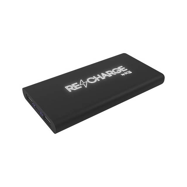 SCX.design P40 10.000 mAh kabellose Powerbank mit Leuchtlogo  - schwarz