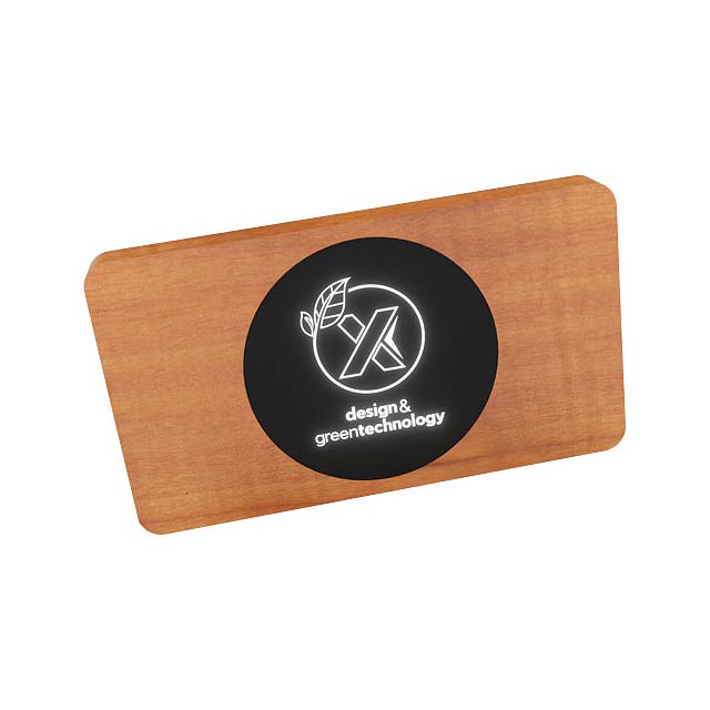 SCX.design P37 5000 mAh kabellose Powerbank aus Holz mit Leuchtlogo - Holz