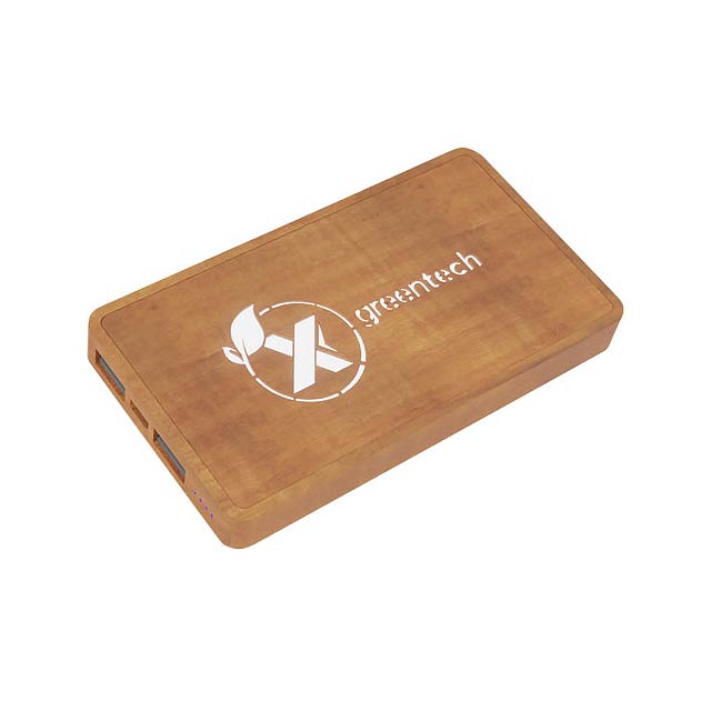 SCX.design P38 5000 mAh kabellose Powerbank aus Holz mit Leuchtlogo - Holz