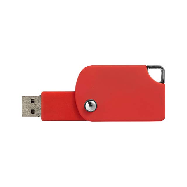 Otočný Square USB - transparentná červená