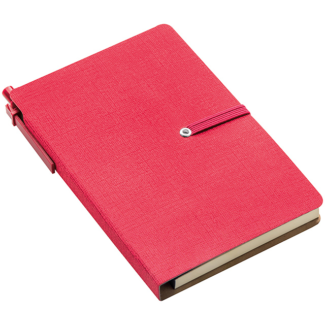 Zápisník s poznámkovým blokem - červená