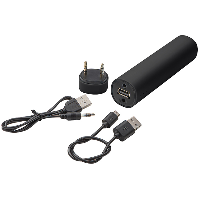 Powerbank and speakers in one - black