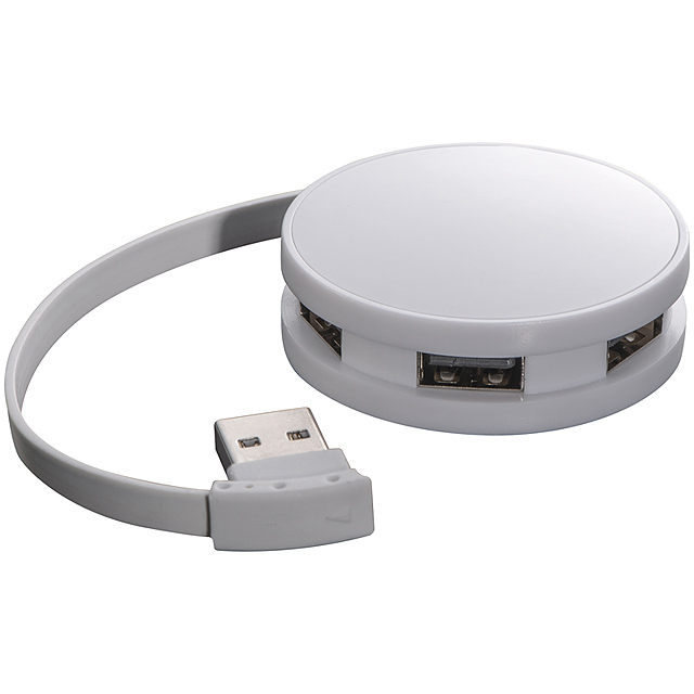 Okrúhly USB hub - biela