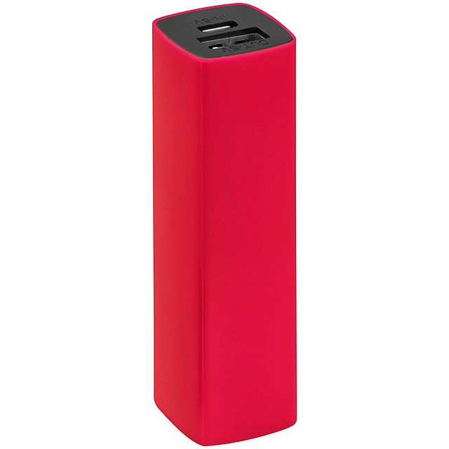 Powerbank 2.200 mAh in einem Poch mit Kabel - Rot