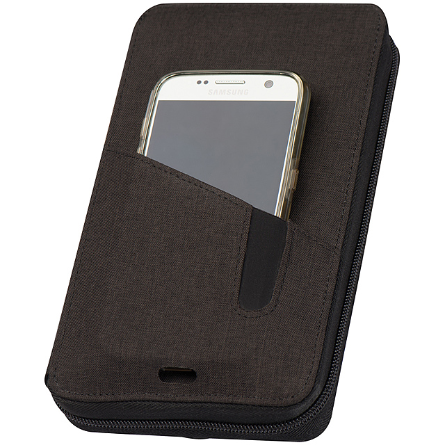 Travel wallet with powerbank - black