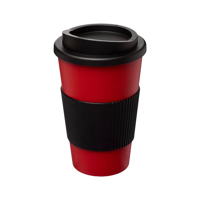 Americano® 350 ml insulated tumbler with grip - transparent red