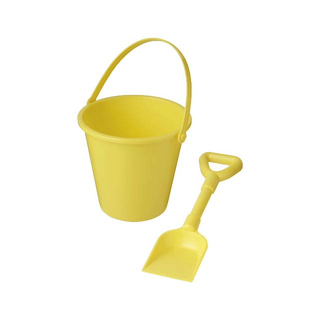 Plážový kbelík a lopatka z recyklovaného plastu Tides - žltá