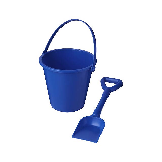 Plážový kbelík a lopatka z recyklovaného plastu Tides - modrá