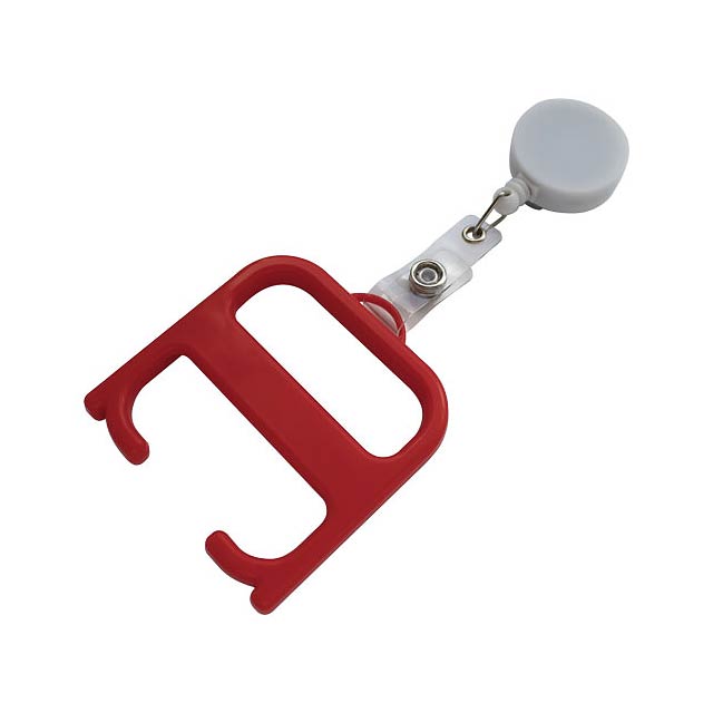 Hygiene handle with roller clip - transparent red