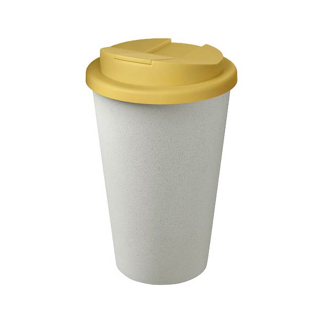 Americano® Eco 350 ml recycled tumbler with spill-proof lid - yellow