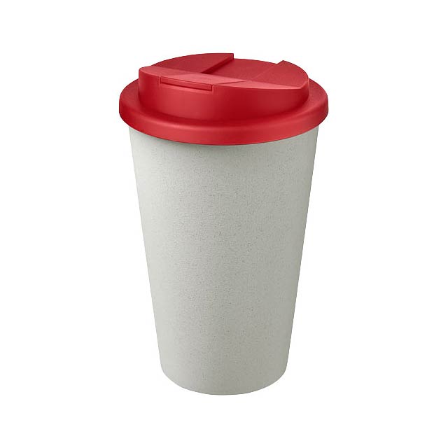 Americano® Eco 350 ml recycelter Becher mit auslaufsicherem Deckel - Transparente Rot