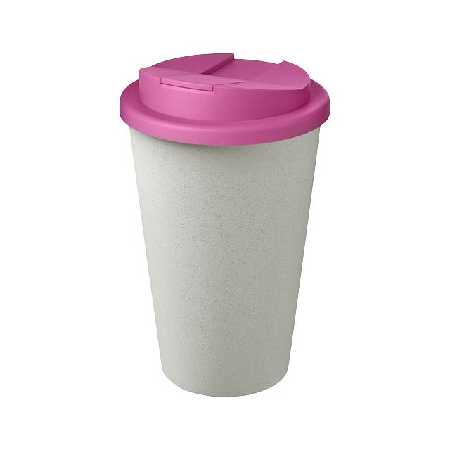 Americano® Eco 350 ml recycled tumbler with spill-proof lid - pink