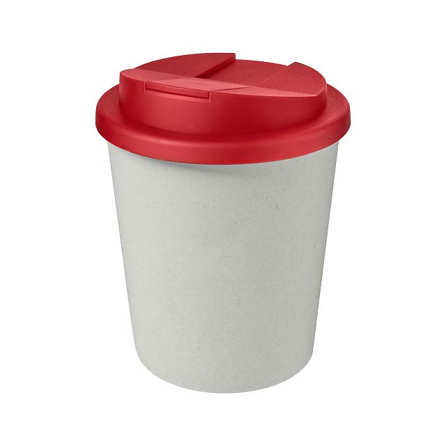 Hrnek z recyklátu o objemu 250 ml s víčkem odolným proti rozlití Americano® Espresso Eco  - transparentní červená