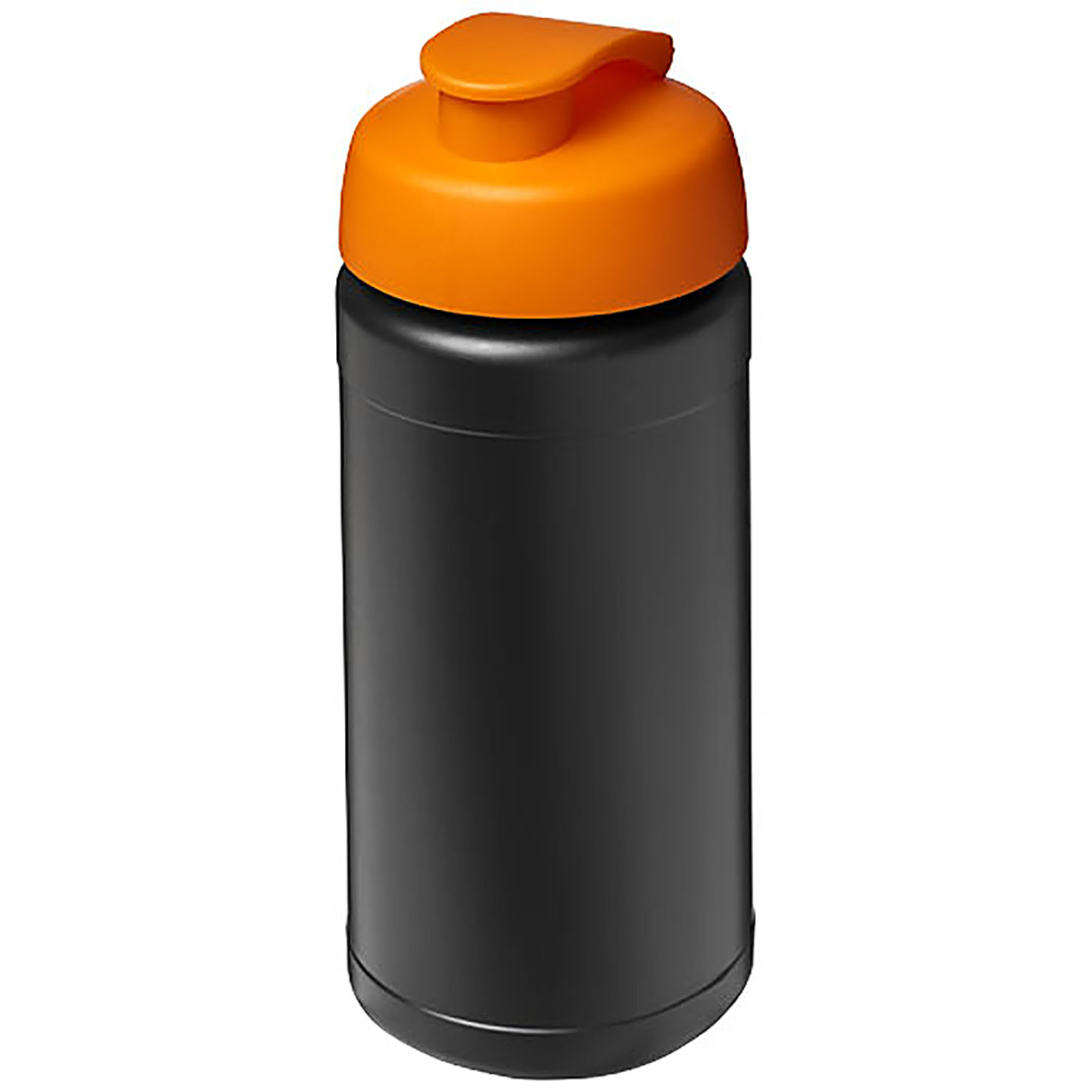 Baseline 500 ml recycelte Sportflasche mit Klappdeckel  - schwarz