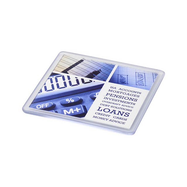 Ellison square plastic coaster with paper insert - transparent