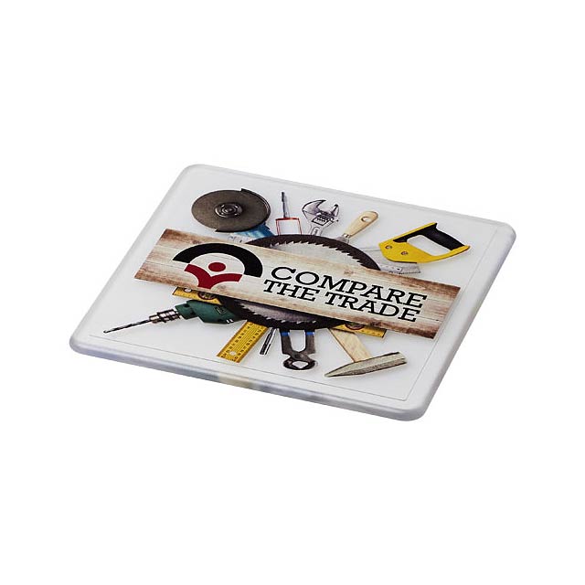 Renzo square plastic coaster - transparent