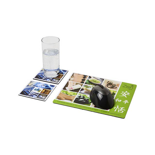 Q-Mat® mouse mat and coaster set combo 3 - black