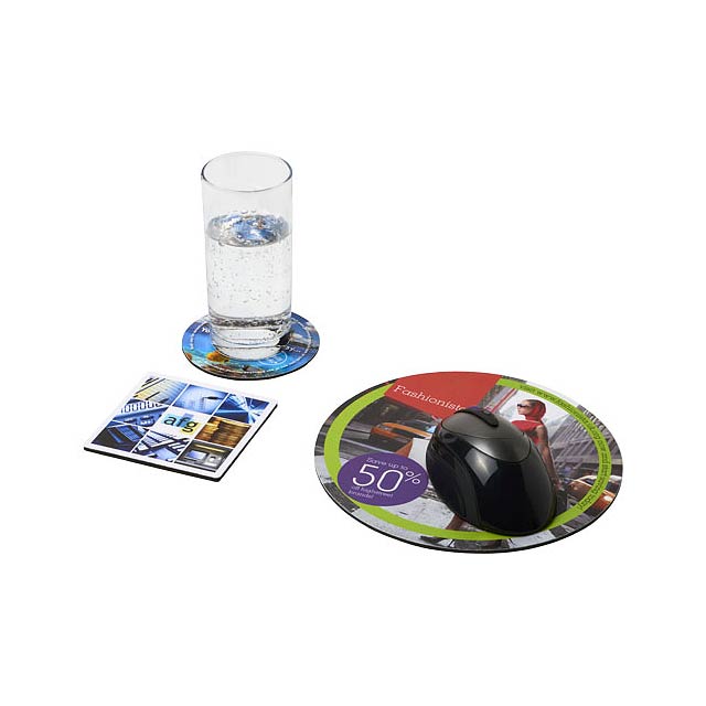Q-Mat® mouse mat and coaster set combo 4 - black
