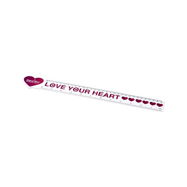 Loki 30 cm heart-shaped plastic ruler - white