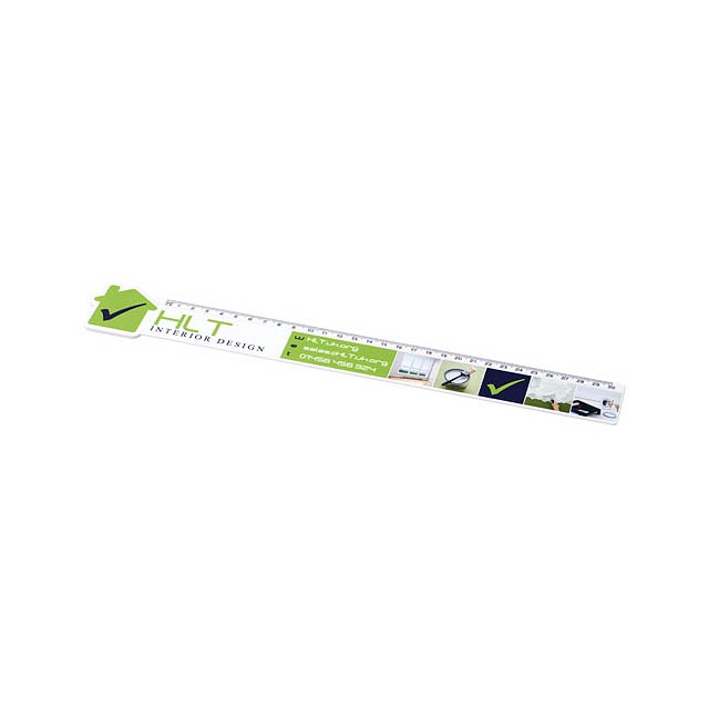 Loki 30 cm house-shaped plastic ruler - white