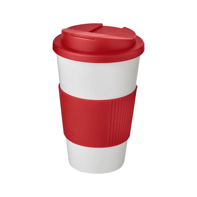 Americano® 350 ml Isolierbecher mit Schutzring & auslaufsicherem Schraubverschluss - Transparente Rot