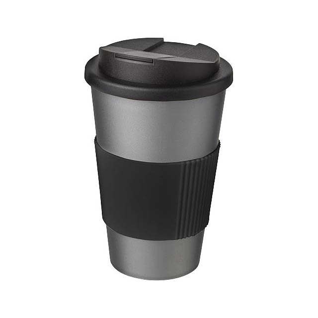 Americano® 350 ml tumbler with grip & spill-proof lid - silver