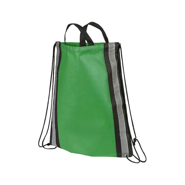 Reflective non-woven drawstring backpack 5L - green