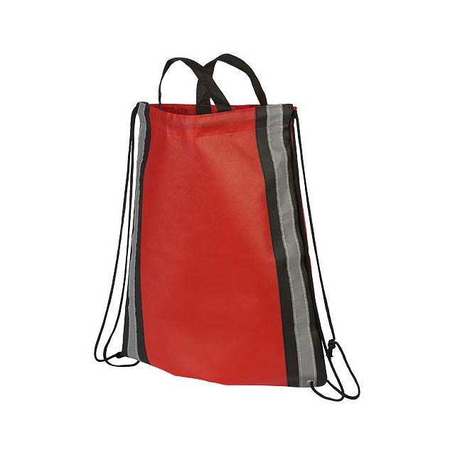 Reflective non-woven drawstring backpack 5L - transparent red